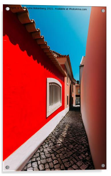 Narrow alleyway in Cascais, Portugal Acrylic by Alexandre Rotenberg