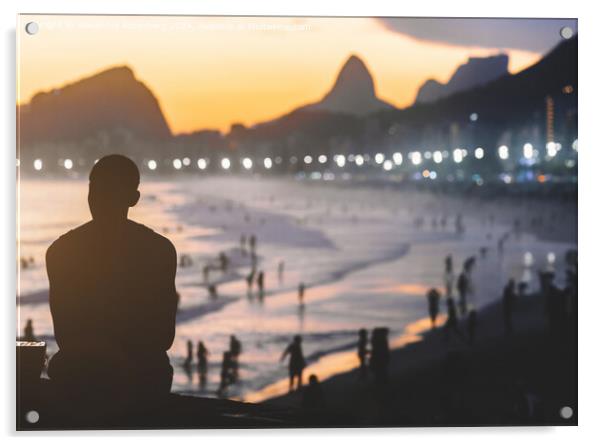 Copacabana Beach, Rio de Janeiro at sunset Acrylic by Alexandre Rotenberg