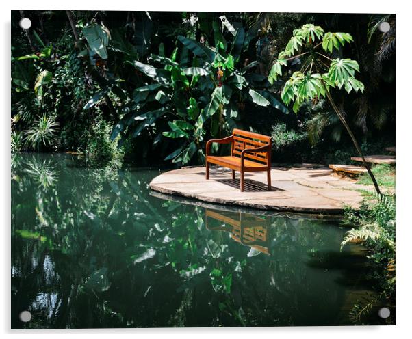 Bench in tropical forest Acrylic by Alexandre Rotenberg