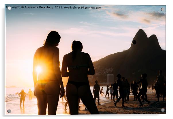 Ipanema Beach, Rio de Janeiro, Brazil sunset Acrylic by Alexandre Rotenberg