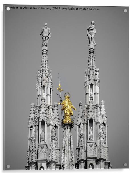 Madonnina statue in Milan, Italy the patron saint  Acrylic by Alexandre Rotenberg
