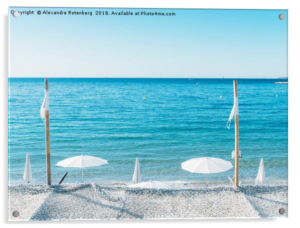 Giant white beach umbrella next to the ocean again Acrylic by Alexandre Rotenberg