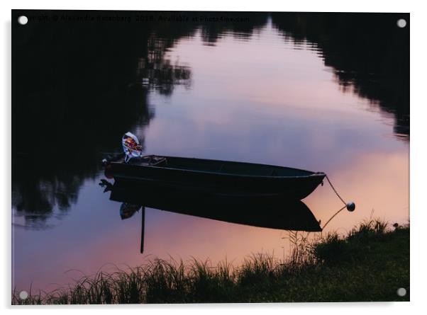 Fishing boat at sunset Acrylic by Alexandre Rotenberg