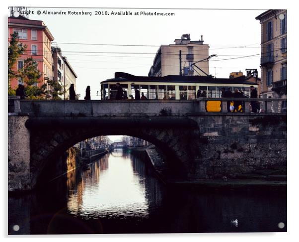 Naviglio Pavese in Milan, Lombary, Italy Acrylic by Alexandre Rotenberg