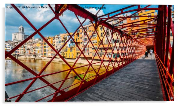 Iron bridge in Girona, Catalonia, Spain Acrylic by Alexandre Rotenberg