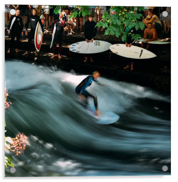 Surfer on the Eisbach at English Gardens, Munich Acrylic by Alexandre Rotenberg