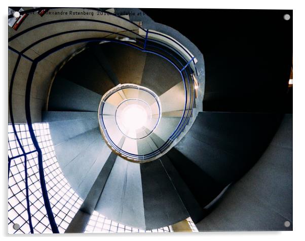 Hypnotic spiral convoluted staircase Acrylic by Alexandre Rotenberg