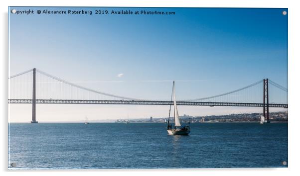 Sailboat with April 24 Bridge, Lisbon Acrylic by Alexandre Rotenberg