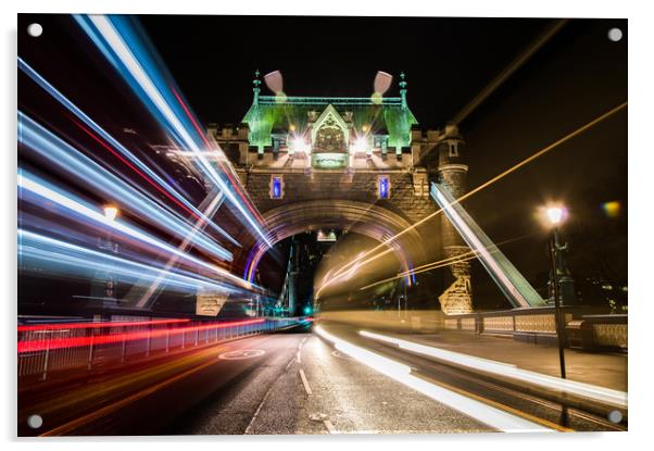 Light show on the Bridge Acrylic by Daniel Farrington