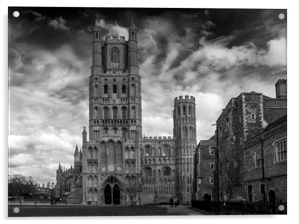Ely Cathedral in Mono Acrylic by Kelly Bailey