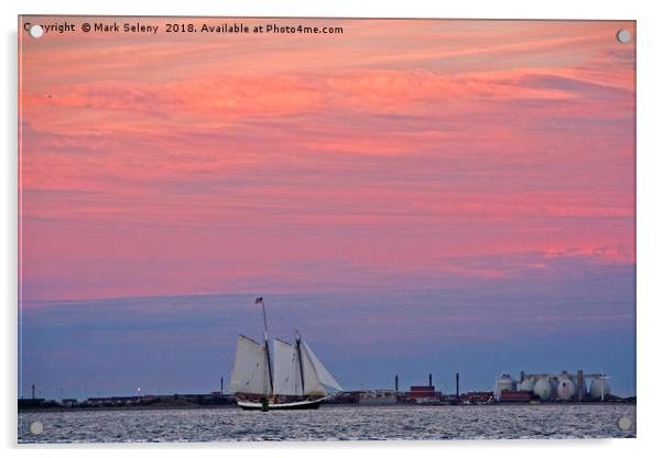 Sunset over the Boston Harbor Acrylic by Mark Seleny