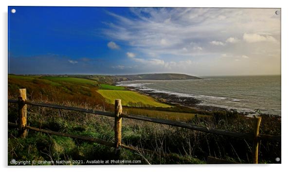 A Serene Vista of Wembury Beach Acrylic by Graham Nathan