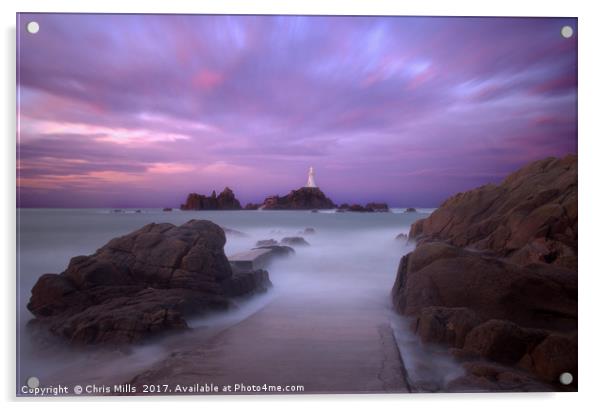 Corbiere Lighthouse - Jersey - Sunrise Acrylic by Chris Mills
