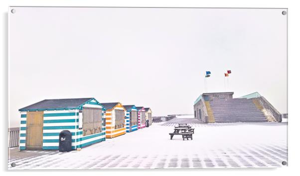 Snow on Hastings Pier Acrylic by Richard May