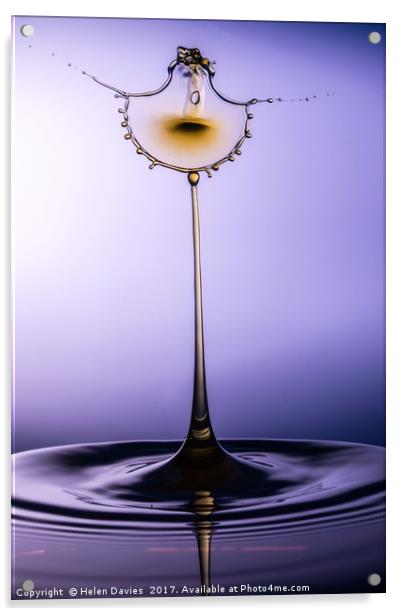 Purple gold water drop Acrylic by Helen Davies