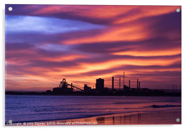 SSI Redcar Steel Works at Sunrise from Seaton Snoo Acrylic by John Stoves