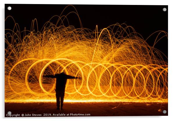 Wire Wool Spinning on Seaton Beach near Hartlepool Acrylic by John Stoves