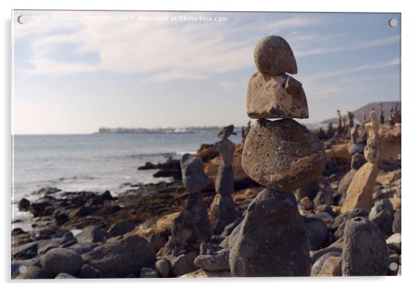 Stone Balancing, Playa Blanca Acrylic by Ashley Wootton