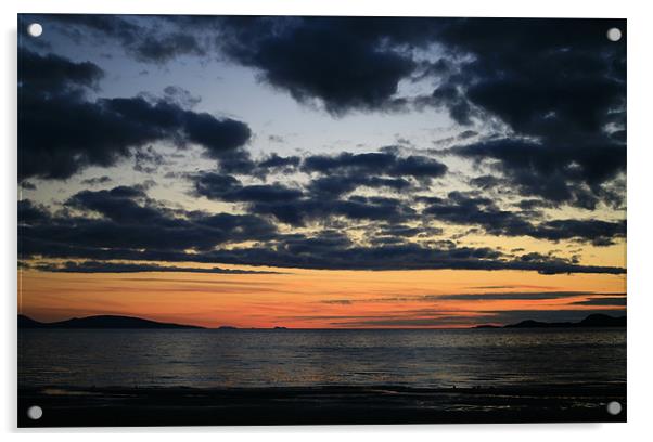 Sunset, cloudscape, Camusdarach beach, Scotland Acrylic by Linda More