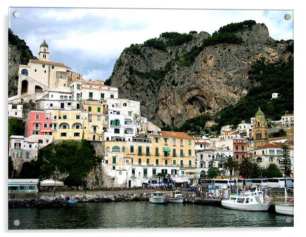 Amalfi in Italy Acrylic by Linda More