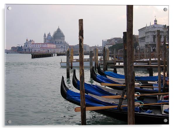 Gondolas in Venice Acrylic by Linda More