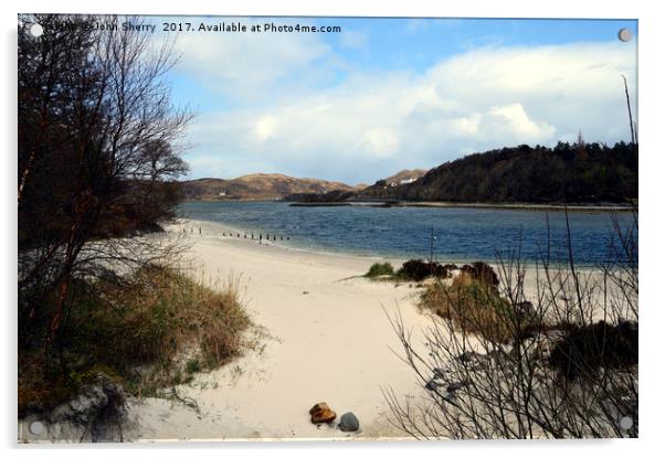 White sands of Morar near Arisaig. West Highlands  Acrylic by John Sherry