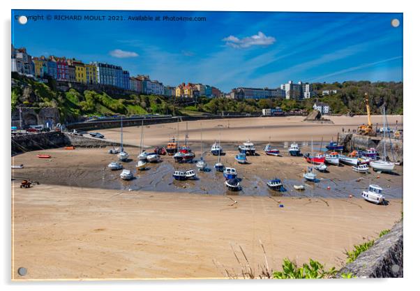 Tenby Harbour At Low Tide Acrylic by RICHARD MOULT