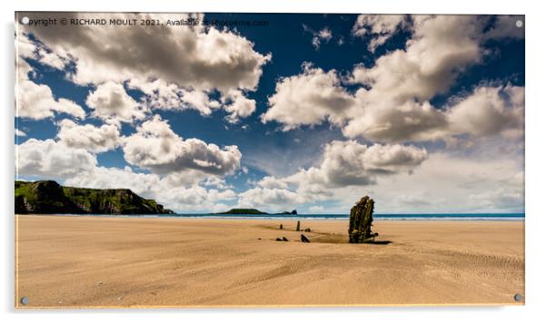 The Helvetia At Rhossili On Gower Acrylic by RICHARD MOULT