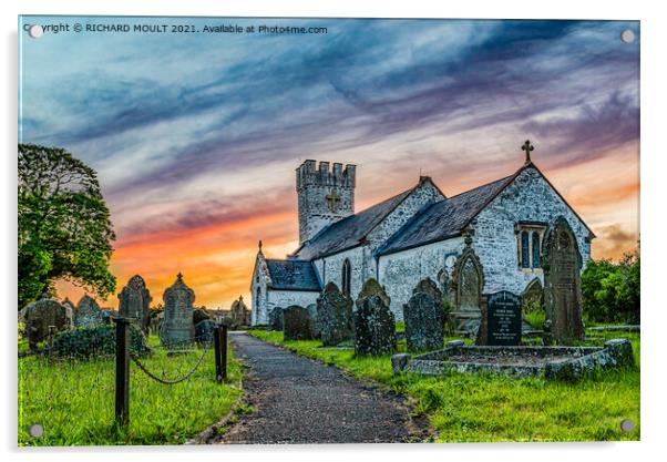 Pennard Church On Gower Acrylic by RICHARD MOULT