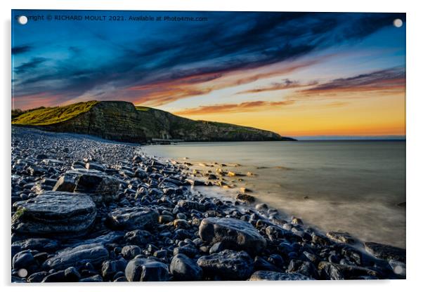 Dunraven Bay Sunrise Acrylic by RICHARD MOULT