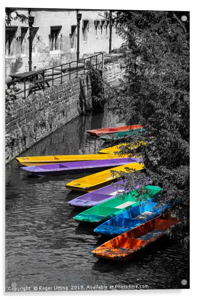 Colourful Oxford Punts Acrylic by Roger Utting