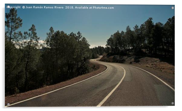 Road between trees Acrylic by Juan Ramón Ramos Rivero