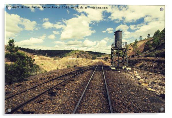 Old railway road in mining landscape Acrylic by Juan Ramón Ramos Rivero