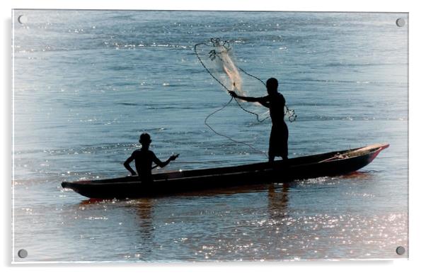  Fishing in Madagascar at sunset                   Acrylic by Genevieve HUI BON HOA