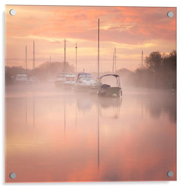 Misty River Frome Sunrise Acrylic by David Semmens