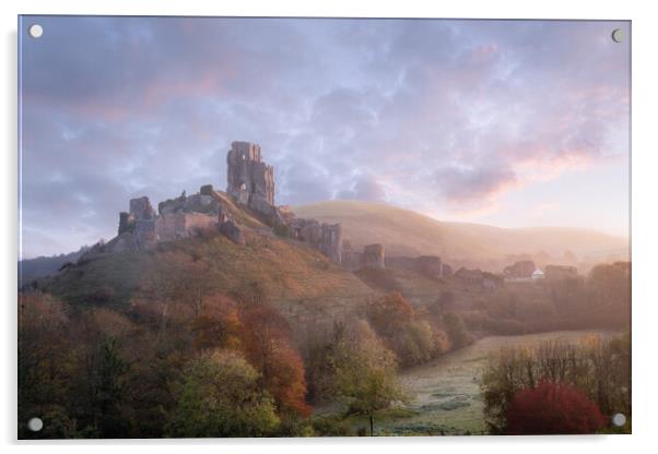 Autumnal Corfe Castle  Acrylic by David Semmens