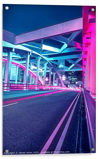 The Pink Lights of Elgin Bridge Singapore Acrylic by James Aston