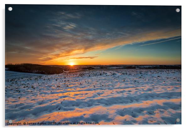 Winter Sunset Acrylic by James Aston
