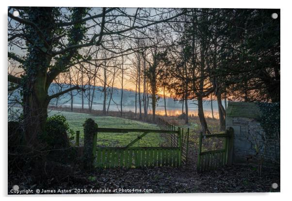 Sunrise through the Trees at Deene Park, Corby, No Acrylic by James Aston