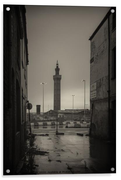 Grimsby Dock Tower during a Winter Storm Acrylic by James Aston