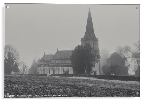 Misty Monring surrounding St Peters Church Denetho Acrylic by James Aston