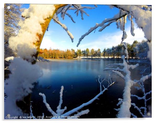 Frozen Lake at winter time Acrylic by lee retallic