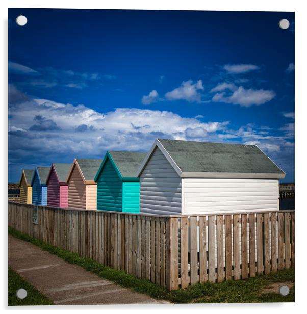 Colourful Beach Huts at Amble in Northumberland Acrylic by Phil Page