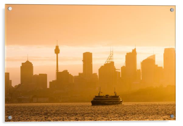Golden Sydney city skyline Acrylic by Andrew Michael