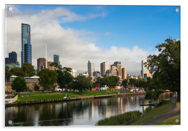 Melbourne city skyline of the Yarra river Acrylic by Andrew Michael