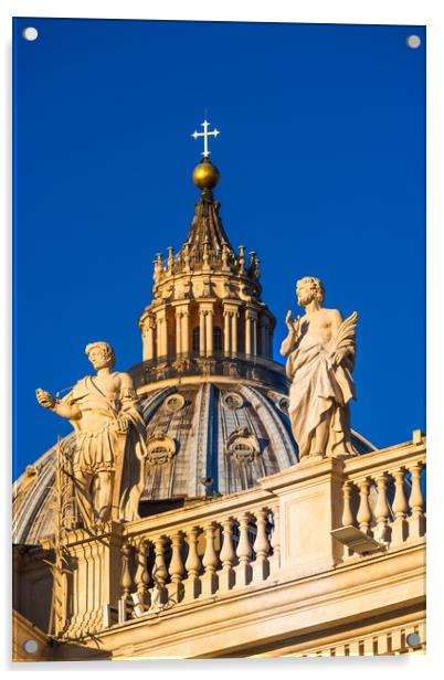 St Peter's Cathedral Cupola and religious statues Acrylic by Andrew Michael