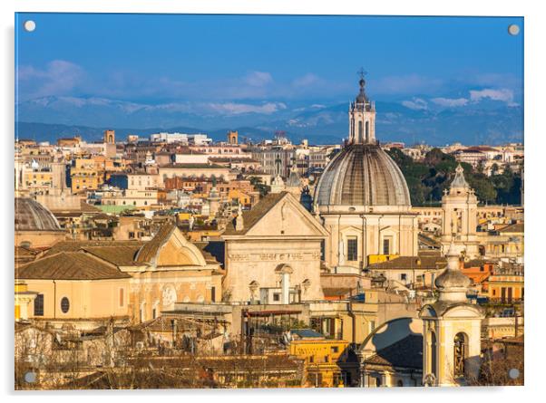 Historic Rome city skyline with domes and spires Acrylic by Andrew Michael