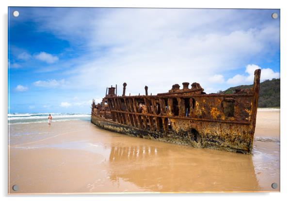 Maheno Shipwreck, Fraser Island Acrylic by Andrew Michael