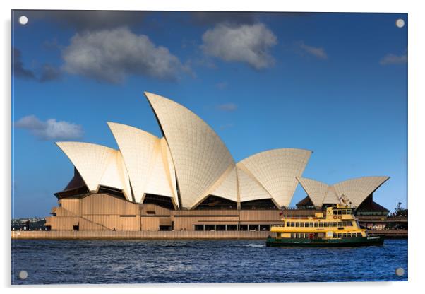 Ferry goes past the Sydney Opera House  Acrylic by Andrew Michael