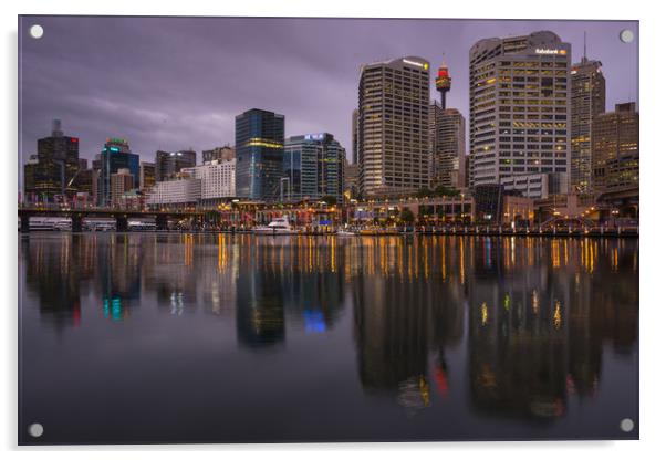 Darling Harbour at dusk Acrylic by Andrew Michael